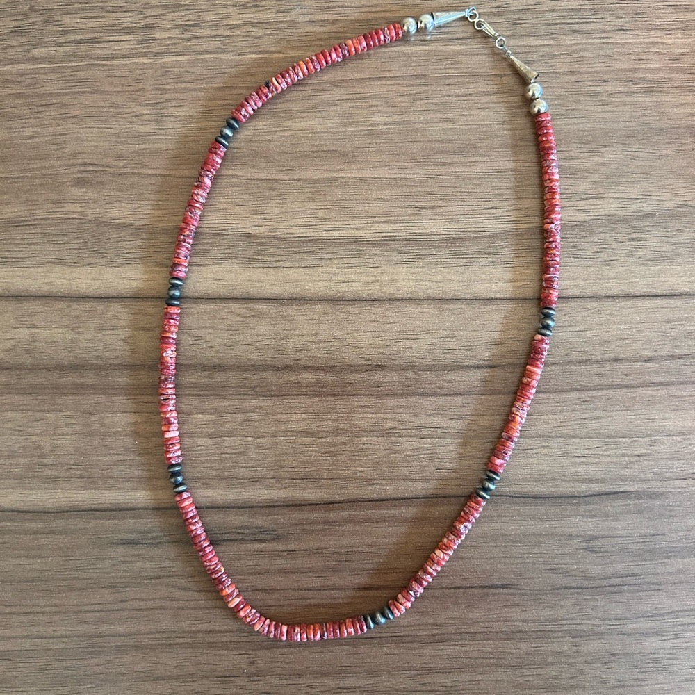 Spiny Oyster & Navajo Pearl Necklace